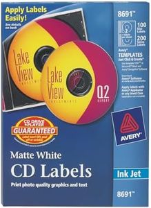 Avery CD Labels - 100 Disc Labels & 200 Spine Labels (8691)