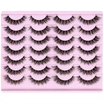 Newcally Eyelashes Natural Strip Cat Eye Lashes False Wispy Clear Lash Band 3D Fake Eyelashes Fluffy Volume Short Faux Mink Eyelashes 14 Pairs