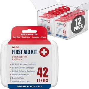 DecorRack 500 Piece First Aid Kit, 12 Individual Boxes of 42 Items Each, First Aid Kits for Minor Cuts, Scrapes, Travel, Car, Home, Work, Field Trips or Camping (500pcs, 12 Pack)