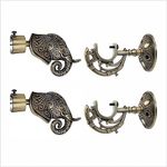 GLOXY Aluminium Rajwada Elephant Shape Antique Curtain Brackets with Support 1 Inch Rod Pocket Finials Designer Window(1 Pair) - Stylish, Durable Window Decor Solution for Elegant Home Interiors