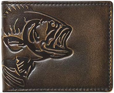 House of Jack Co. BASS FISH Bifold Wallet for Men | Extra Capacity Two ID Windows | Full Grain Leather With Hand Burnished Finish | Multi Card Capacity Men's Wallet | Outdoor Sportsman Gift