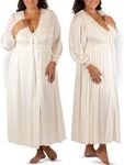 Shadowline Women's Plus-Size Silhouette 54 Inch Long Sleeve Coat, Ivory, 3X