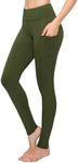 SATINA High Waisted Leggings for Women with Pockets | Women’s Leggings with Pockets | Yoga Pants | Regular & Plus Sizes Olive