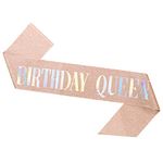 gerFogoo Rose Gold Birthday Sash Birthday Girl Satin Sash Party Favour Birthday Gift Birthday Accessories for Girls Woman,One Size(Birthday Queen)