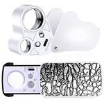 Sedovnou 2 Pcs Jewelers Illuminated Loupe Magnifier, 30X 60X 90X Foldable Eye Loupe Magnifier with Bright LED Light for Jewelry, Coins, Gems, Stamps, Watches Rocks (White)