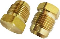 Legines Brass Flared Plug 3/8" Tube OD, SAE 45 Degree Flare Tube Fitting（Pack of 2）