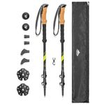 Cascade Mountain Tech 100% Carbon Fiber Adjustable Lightweight Trekking Poles with Cork Grip and Quick Lock for Hiking, Walking and Running in all Terrains