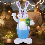 Tesony Easter Inflatable Bunny Outdoor Decorations, 6.2 FT Blow up LED Lighted Giant Rabbit with Egg, Holiday Outside Decor for Home, Yard, Lawn, Garden, Party