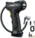 AstroAI Car Tyre Inflator Air Compressor, USB Rechargeable Battery Cordless Tyre Inflator, 150PSI Portable Handheld Tyre Pump Digital with Torch and 4 Adaptors for Car, Motorcycle Bike, Ball