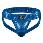 JOCKMAIL Mens G-String Thongs Underwear Men Jock straps Metallic Shiny Men Briefs for Underwear Party, Blue, Large