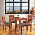 THE WOODEN CITY Solid Sheesham Wood Dining Table 4 Seater Dining Table Set with 3 Chairs & 1 Bench Dinner Table Set for Dinning Room Home,Hotel and Office (4S) (HoneyS, 4 Seater)