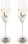 Glorious Occasions 85106 Pavilion Gift Mr. and Mrs. Wedding Toast Champagne Glass Flute Set, 8-Ounce, Silver