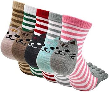 ZAKASA Womens Toe Socks Funny Cat Dog Print Cotton Five Finger Socks Novelty Athletic Running Crew Ankle Socks Size 6-9, 6106-b, 6-9