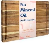 Non Toxic Wood Cutting Board - Conditioned with Natural Beeswax Flaxseed & Lemon Oil - Free of Mineral Oil - Made of FSC Certified Acacia Wood - 16" x 11" Thick Cutting Board by Ziruma