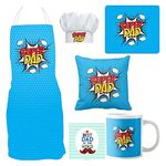 Yaya Cafe Birthday Gifts for Father Super Dad Hamper for Dad Set of 6- Apron, Chef Hat, Cushion Cover, Mug, Coaster, Mousepad