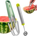 YuCool Watermelon Cutter Slicer Tool, 3 in 1 Multifunctional Watermelon Popsicle Slicer Cutter Tool Set,Stainless Steel Fruit Cutter Slicer Kitchen Gadget with Melon Baller Scoop-4 Pack