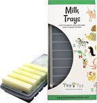 Breast Milk Freezer Storage Trays, 10-1oz Bars, 2 Silicone Tray Containers w/Leak Resistant Lids, Food Grade Silicone (Milk Trays)