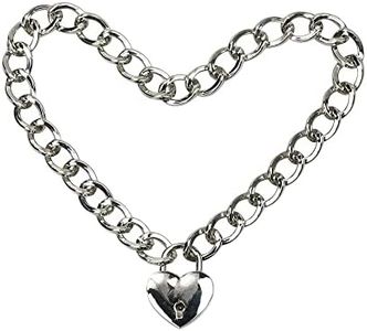 Lover Heart Padlock Necklace, Choker Necklaces for Women with Lock and Key, Metal Padlock Choker Pendant 18in