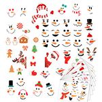 Maydahui 60 Pieces Snowman Face Wall Stickers Cute Christmas Snow Man Wall Decals 11 Inches Santa Claus Decal Deer Head Refrigerator Stickers Window Cling Decal Xmas Art Wall Decorations