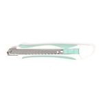 Craftelier - Professional Cutter with Non-Slip Handle, Ergonomic and Grip | Automatic Locking System | Includes 2 Carbon Steel Replacement Blades (SK4) | Size 13.8 cm - White and Turquoise