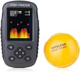 Venterior Portable Rechargeable Fish Finder Wireless Sonar Sensor Fishfinder Depth Locator with Fish Size, Water Temperature, Bottom Contour, Color Display