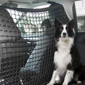 CJMAVUT Dog Car Barrier, Dog Net for Back of SUV,Adjustable Dual Layer Pet Travel Safety Barrier Net with Bungee Cords and Hook, Easy to Install, Adjustable Car Dog Divider for SUV