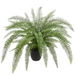 Hollyone Large Artificial Fern Potted Plant for Outdoors Indoors Lifelike Faux Boston Fern Artificial Plants Fern in Black Pot for Garden Patio Home Farmhouse Windowsill Office Decoration