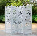 THE WOODEN SHOPPEE Wooden Room Partition and Folding Privacy Screens Wooden Room Divider for Bedroom Home Office Room Divider Room Partition (White)