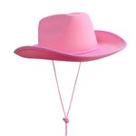 MEMOVAN Pink Cowgirl Hat for Women Girls with Pull-on Closure Western Cowboy Cowgirls Hats Felt Cowboy Hat Retro Brim Western Hat for Disco Cowgirl