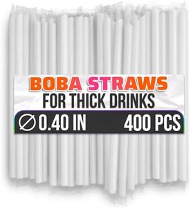 400 Pcs Clear Plastic Smoothie Straws 9.4"x0.4" – Thick Wide Jumbo Boba Straws, Boba Tea, Milkshakes & Frozen Drinks – Angled Tips, Individually Wrapped, Cut-to-Size, Strong Disposable Milkshake Straw