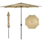 Abba Patio 7.5FT Lyon Outdoor Patio Umbrella Outdoor Table Umbrella with Push Button Tilt and Crank Market Umbrella 6 Sturdy Ribs UV Protection Waterproof for Garden Deck Backyard Pool Tan