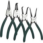 ASelected Circlip Pliers, Set of 4 Snap Ring Pliers Set, 7inch Internal & External Straight & Bent Tip Circlip Pliers, Heavy Duty Snap Ring Pliers Set with Durable Springs and Soft Handles