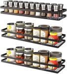 Craftize Mstore Wall Mounted Spice Rack Organizer,Floating Shelves Storage for Pantry Cabinet Door, Sturdy Hanging Seasoning Organizer Jars Storage for Kitchen, Bathroom, Set Of 4 Black (Pack-3)