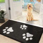 Mibao Front Door Mat, Dirt Trapper Doormat for Muddy Paws, Absorbent Mud Mat for Dogs, Non-Slip Washable Entrance Mats, Inside Mat for Front Door, Entryway, 35.5" x 23.5", Black