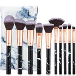 Makeup Brushes, 10pcs Professional Marble Makeup Brush Set, Premium Synthetic Kabuki Foundation Brush Makeup Sets for Eyeshadow Eyebrow Foundation Brush Concealer, Make Up Brush Set with Cosmetic Bag