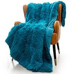 Mr.Sandman Super Soft Faux Fur Weighted Blanket with Fluffy Sherpa Back, Decorative Shaggy Wrinkle-Resistant Throw Blanket for Couch Sofa Bed - 60"×80" 15lbs, Teal Green