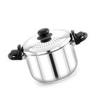 Praylady 3.0L Stainless Steel Strainer Pot (Without Glass Lid), Pasta – Multipurpose for Pasta, Rice & Noodles with Built-in Strainer Lid, Induction Base, Dishwasher Safe, 2-Year Warranty