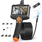 【Dual Lens】Endoscope Inspection Camera, AOPICK 4.3'' IPS Screen 1080P HD Handheld Borescope Inspection Camera with 8 LED Lights, IP67 Waterproof Portable Drain Camera with 16.5ft Semi-Rigid Cable