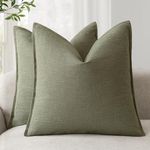 Foindtower Pack of 2, Decorative Linen Soild Throw Pillow Covers Soft Accent Cushion Case Farmhouse Neutral Pillowcase for Chair Couch Sofa Bedroom Living Room Home Decor 20x20 Inch Olive Branch Green