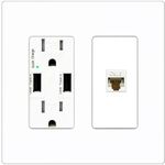 RiteAV 1 Port Cat6 Ethernet Wall Plate Female-Female - USB Charger [Screwless White]