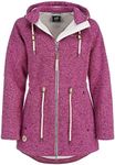 Dry Fashion Women's Wool Fleece Coat St. Peter-Ording Winter Coat Women Outdoor Jacket Women's Winter Jacket with Hood, Dark berry blend, 44