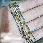 3 Yards Multicolor Rhinestone Chain Gold Claw Base Chain ss6-ss12 for DIY Clothing Nail Decoration-Gold Blue Zircon,SS6