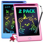 POPERFUN 2 Pack LCD Writing Tablet for Kids, 8.5 Inch Drawing Tablet for Kids Travel Games Activity, Kids Toddlers Learning Board Toys Christmas Stocking Fillers Birthday Gifts for Kids Blue&Pink