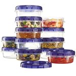 PLASTICPRO 12 Pack Twist Cap Food Storage Containers with Blue Screw on Lid- 8 oz Reusable Meal Prep Containers - Freezer and Microwave Safe Blue Plastic Food Storage