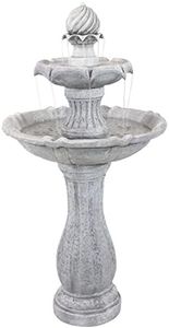 Sunnydaze 45-Inch 2-Tier Arcade Solar Fountain with Battery Backup and LED Light - Submersible Electric Pump - White