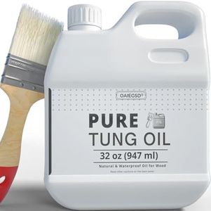 32 OZ Pure Tung Oil Waterproof Wood Sealer Indoor and Outdoor, 100% Pure Natural Tung Oil for Unfinished Bare, with Brush Wood Finishing, Such as Cutting Boards, Outdoor Furniture, Butcher Blocks