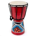 Kmise Djembe African Hand Drum Mini Djembe Mahogany Standard Goat Skin Drumhead (4 inch)