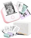 Memoking Mini Portable Printer - T02 Small Photo Printer for Phone, Thermal Wireless Note Printer for Children’s Day Birthday, Compatible with iOS & Android, Pink