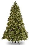 National Tree Company Pre-Lit 'Feel Real' Artificial Full Downswept Christmas Tree, Green, Douglas Fir, White Lights, Includes Stand, 6.5 feet
