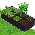 Sinimaka Fabric Raised Garden Bed, 128 Gallon 8 Grids Plant Grow Bags, 3x6 FT Garden Bag for Growing Vegetables Potatoes Flowers Herbs, Rectangle Planting Container Bags for Outdoor Gardening